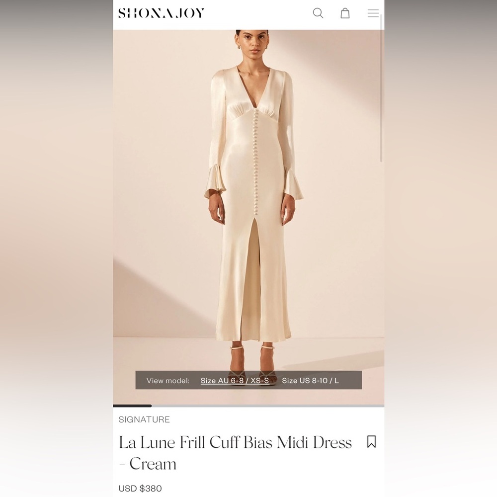 Shona Joy La Lune Frill Cuff Bias Midi Dress - Cr… - image 2